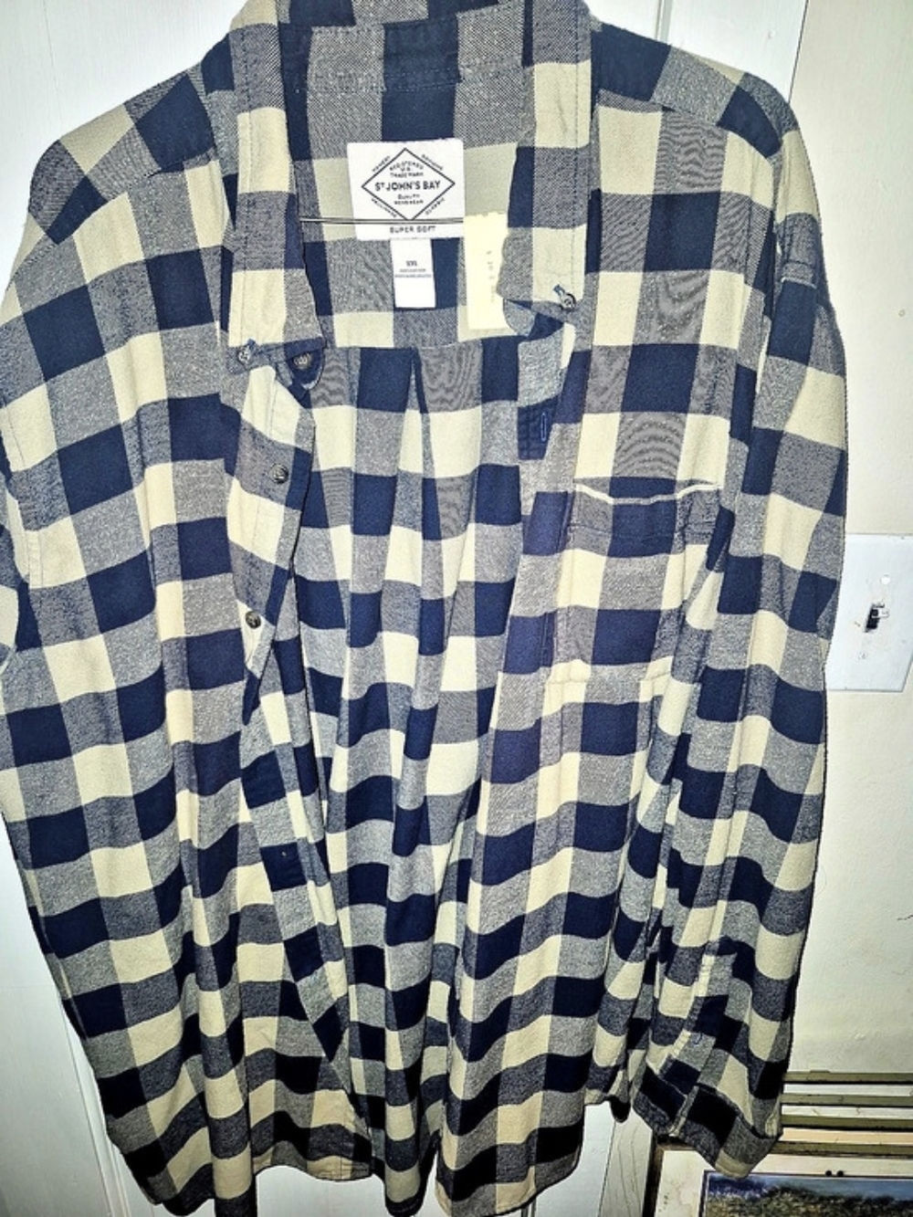 St. John's Bay Men's Checkered Cotton Shirt Size XL Like New